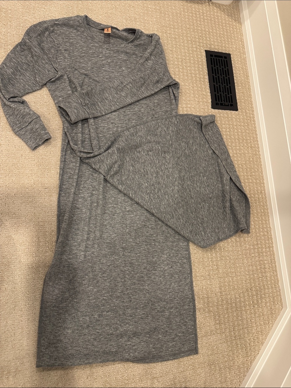 Smash + Tess Heather Gray Long-Sleeve Knit Midi Dress